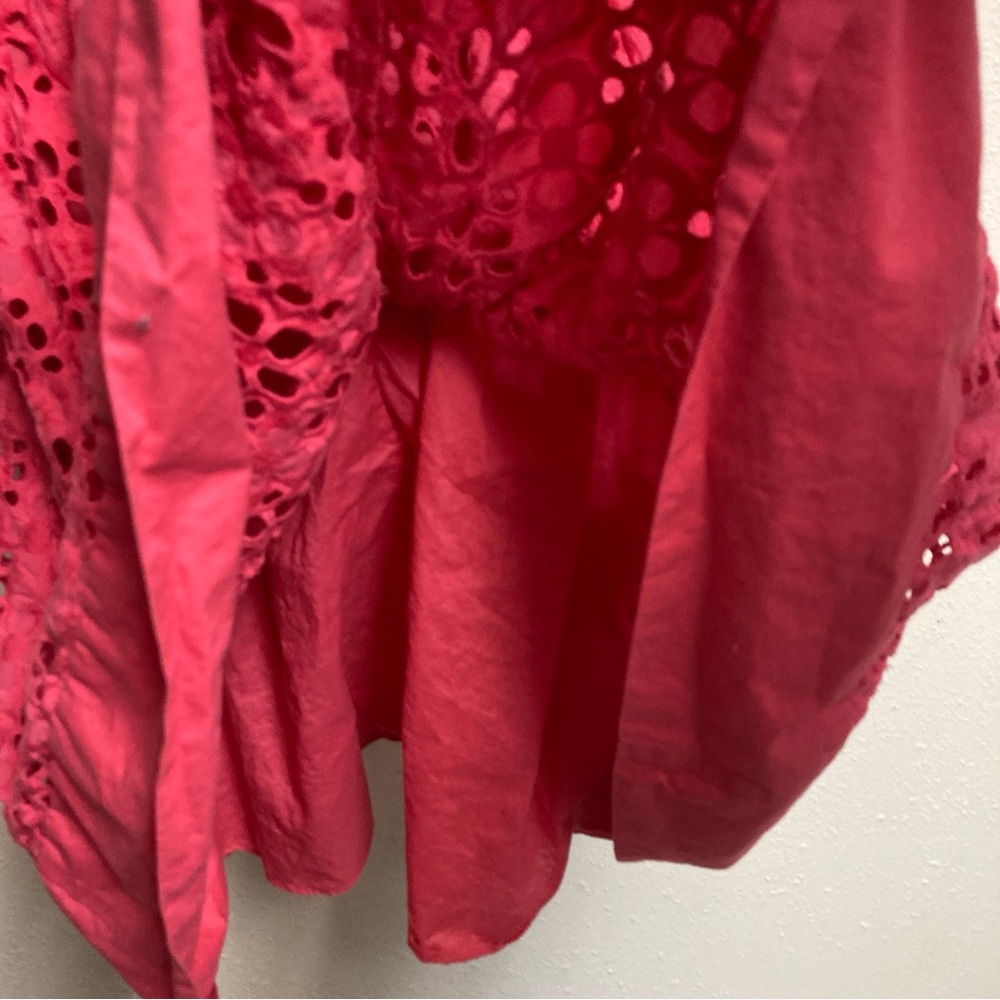 Eliza J Women’s Hot Pink A-line Dress Sleeveles Embroidered Cotton Size 6 - Picture 9 of 16
